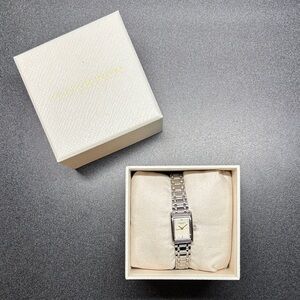 OLIVIA BURTON Silver Rectangular Dial Bracelet Watch